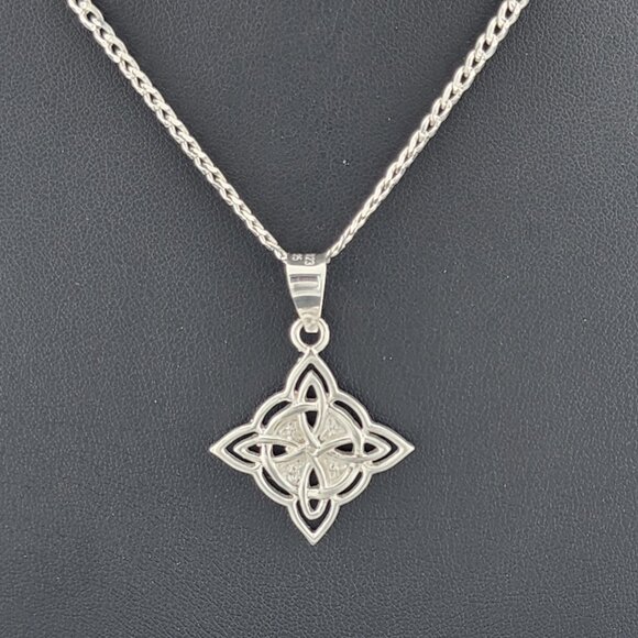 New Sterling Silver 925 Witch’s Knot Necklace – Wiccan Pagan Protection Amulet - Picture 1 of 7